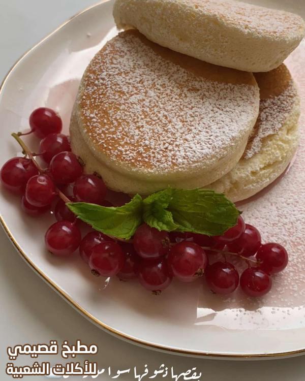 صورة وصفة بان كيك ياباني اسفنجي مخملي سهل وسريع ولذيذ pancake recipe in arabic