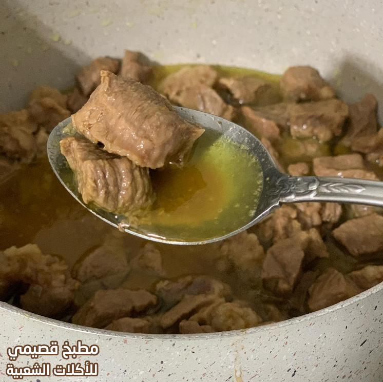 طريقة عمل طبيخة قلاية اللحم الليبية بالصور